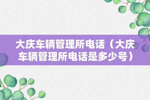 大庆车辆管理所电话（大庆车辆管理所电话是多少号）