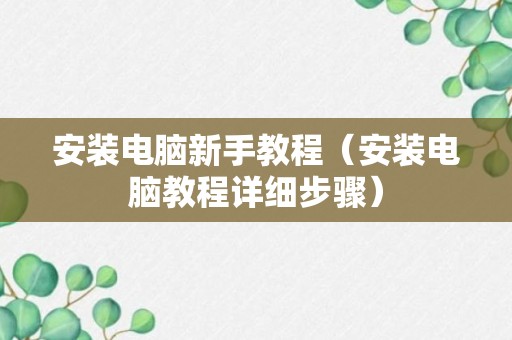 安装电脑新手教程（安装电脑教程详细步骤）