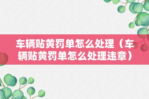 车辆贴黄罚单怎么处理（车辆贴黄罚单怎么处理违章）