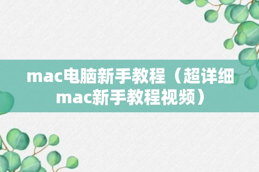 mac电脑新手教程（超详细mac新手教程视频）