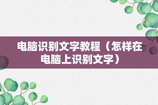 电脑识别文字教程（怎样在电脑上识别文字）