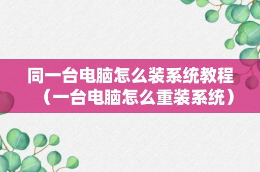 同一台电脑怎么装系统教程（一台电脑怎么重装系统）