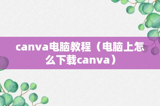 canva电脑教程（电脑上怎么下载canva）