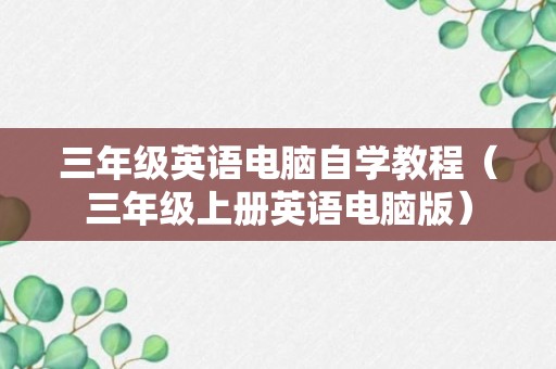 三年级英语电脑自学教程（三年级上册英语电脑版）