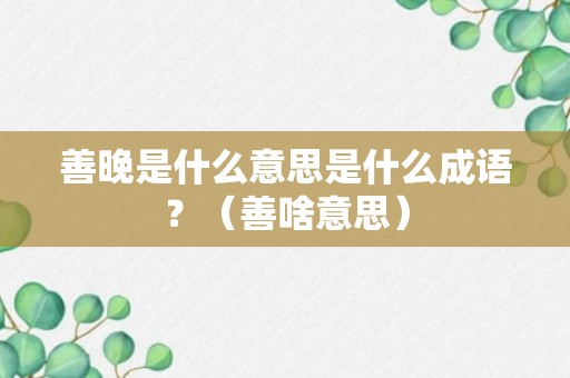 善晚是什么意思是什么成语？（善啥意思）