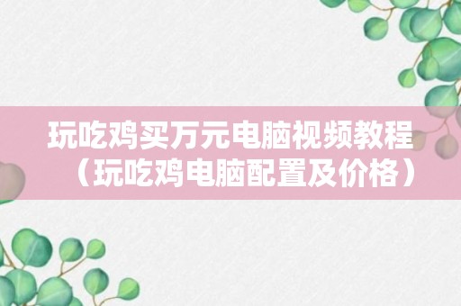 玩吃鸡买万元电脑视频教程（玩吃鸡电脑配置及价格）