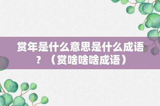 赏年是什么意思是什么成语？（赏啥啥啥成语）