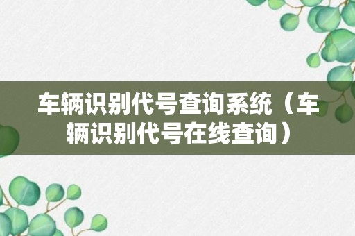 车辆识别代号查询系统（车辆识别代号在线查询）