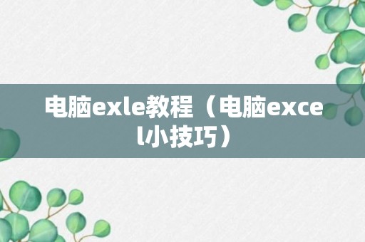 电脑exle教程（电脑excel小技巧）