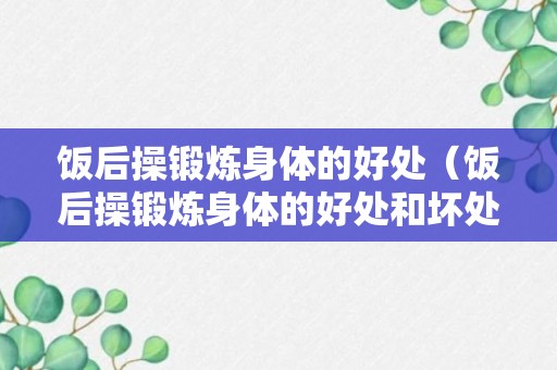 饭后操锻炼身体的好处（饭后操锻炼身体的好处和坏处）