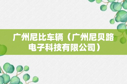 广州尼比车辆（广州尼贝路电子科技有限公司）