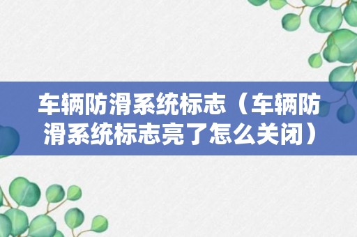 车辆防滑系统标志（车辆防滑系统标志亮了怎么关闭）