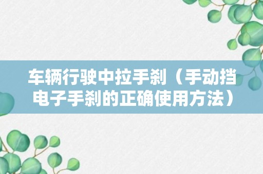 车辆行驶中拉手刹（手动挡电子手刹的正确使用方法）