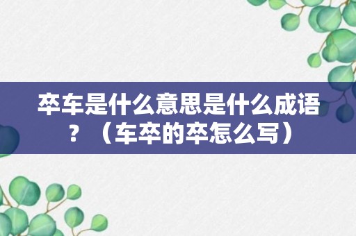 卒车是什么意思是什么成语？（车卒的卒怎么写）