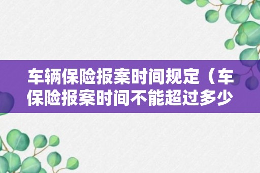 车辆保险报案时间规定（车保险报案时间不能超过多少）