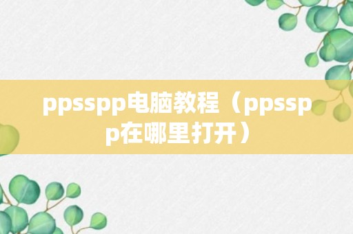 ppsspp电脑教程（ppsspp在哪里打开）