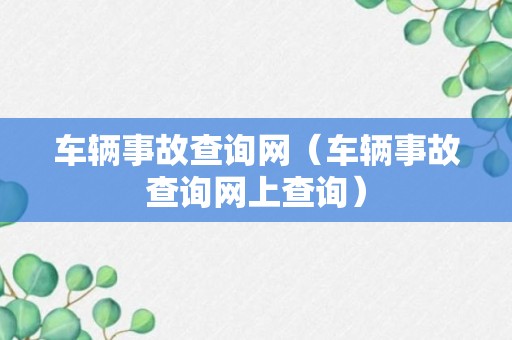 车辆事故查询网（车辆事故查询网上查询）