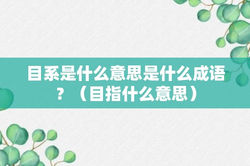 目系是什么意思是什么成语？（目指什么意思）