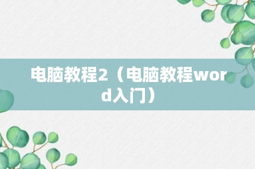 电脑教程2（电脑教程word入门）