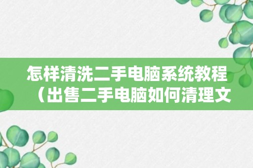 怎样清洗二手电脑系统教程（出售二手电脑如何清理文件）