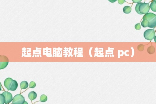 起点电脑教程（起点 pc）