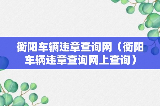 衡阳车辆违章查询网（衡阳车辆违章查询网上查询）