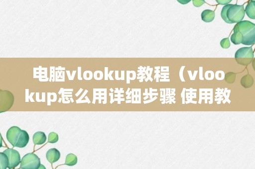 电脑vlookup教程（vlookup怎么用详细步骤 使用教程）