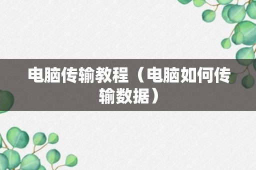 电脑传输教程（电脑如何传输数据）