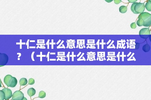 十仁是什么意思是什么成语？（十仁是什么意思是什么成语解释）