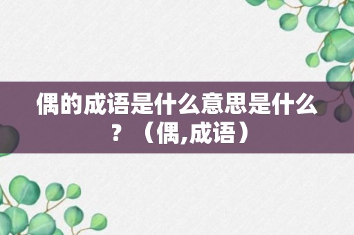 偶的成语是什么意思是什么？（偶,成语）