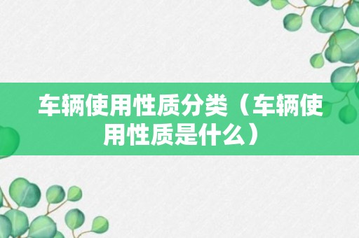 车辆使用性质分类（车辆使用性质是什么）