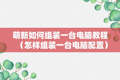 萌新如何组装一台电脑教程（怎样组装一台电脑配置）