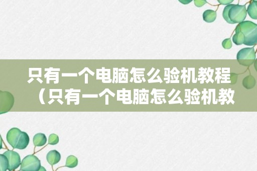 只有一个电脑怎么验机教程（只有一个电脑怎么验机教程视频）