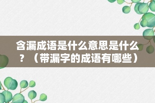 含漏成语是什么意思是什么？（带漏字的成语有哪些）