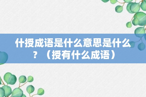 什授成语是什么意思是什么？（授有什么成语）