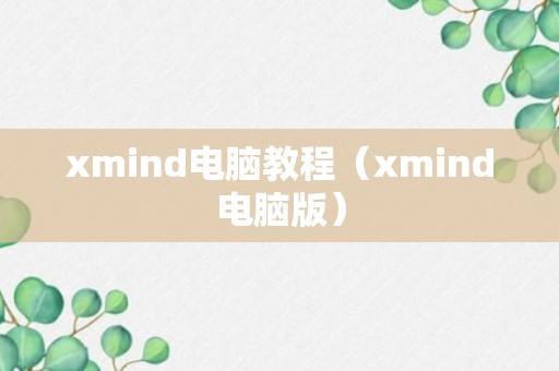 xmind电脑教程（xmind电脑版）