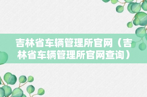 吉林省车辆管理所官网（吉林省车辆管理所官网查询）