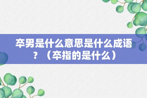 卒男是什么意思是什么成语？（卒指的是什么）