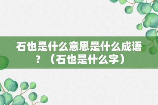 石也是什么意思是什么成语？（石也是什么字）