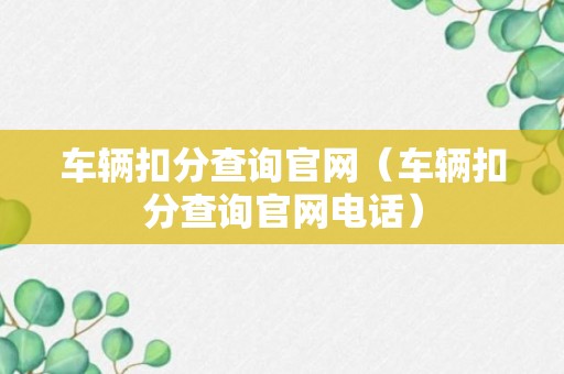 车辆扣分查询官网（车辆扣分查询官网电话）