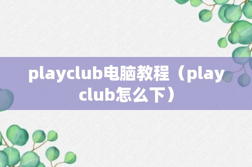 playclub电脑教程（playclub怎么下）