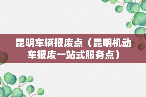 昆明车辆报废点（昆明机动车报废一站式服务点）