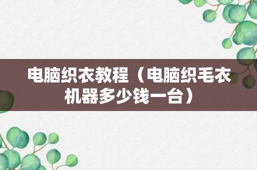 电脑织衣教程（电脑织毛衣机器多少钱一台）