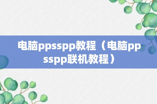 电脑ppsspp教程（电脑ppsspp联机教程）