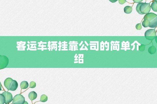 客运车辆挂靠公司的简单介绍