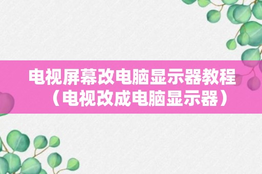 电视屏幕改电脑显示器教程（电视改成电脑显示器）