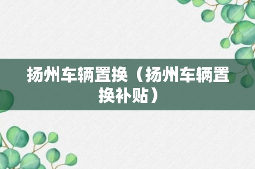 扬州车辆置换（扬州车辆置换补贴）