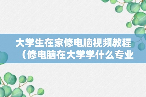 大学生在家修电脑视频教程（修电脑在大学学什么专业）