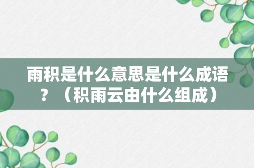 雨积是什么意思是什么成语？（积雨云由什么组成）