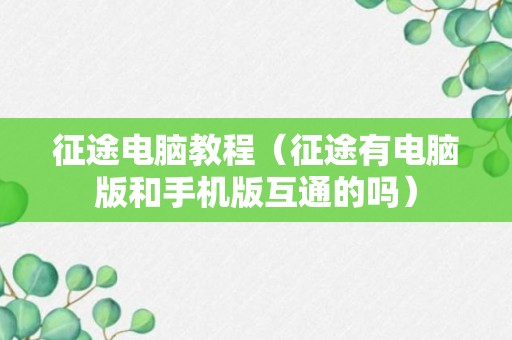 征途电脑教程（征途有电脑版和手机版互通的吗）